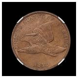 1858 Flying Cent Large Letters NGC UNC WOW!