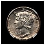 1918 S Mercury Silver Dime NGC AU-58