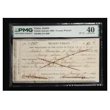 1862 State of TX Treasury Warrant PMG XF-40 Sequen