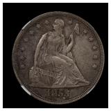 1853 Seated Liberty Silver Dollar NGC AU+ Details
