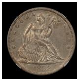 1858 Seated Liberty Silver Half NGC UNC RARE!