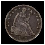 1860 Seated Liberty Silver Dollar NGC VF-30 Nice!