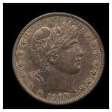 1908 S Barber Silver Half Dollar AU+ TONED