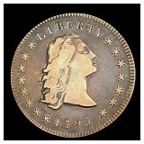 1795 Flowing Hair Dollar 3 Leaves VF ULTRA RARE