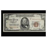 1929 $50 Federal Reserve Brown Note Kansas City XF