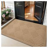PLEASOR Front Door Mat '20x32' Beige, Dirt-Resista