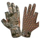 (SZ L)BASSDASH Unisex Fleece Liner Camo Gloves HG0