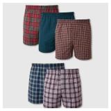 (SZ M)Hanes Men s Tartan Plaid Boxer Shorts 5pk, T