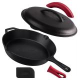 Cuisinel Cast Iron Skillet with Lid, 12' Pre-Seaso