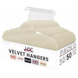 LDC Ivory Velvet Hangers 50 Pack - Non-Slip, 360