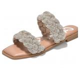 (SZ 7)Cape Robbin Women's Rhinestone Slip-On Sanda