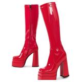 (SZ 7)wetkiss Platform Knee-High Boots with Zipper
