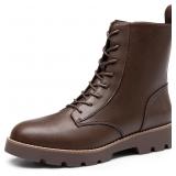 (SZ 11)DREAM PAIRS Women's Combat Boots Lace-Up Lu