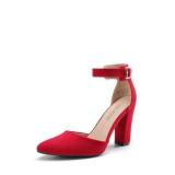 (Sz 9)DREAM PAIRS Women's Chunky High Heels Red 9