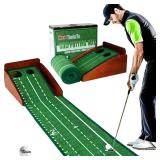 Putting Green Indoor Mat with Ball Return, Wood