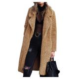 Women's Fuzzy Fleece Lapel Open Front Cardigan