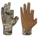 (SZ M)BASSDASH Unisex Fingerless Camo Hunting Glov