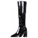(Sz 6.5M)Elastic Knee Boots with Zipper High Heels