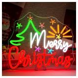 Merry Christmas Tree Neon Sign, Dimmable, LED Wall