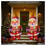 Lighted Christmas Garden Flag 22x13 Inches 2 Pcs