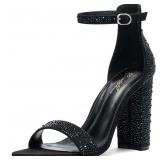 11-8A2 GENSHUO Women's 4-inch Chunky High Heel...