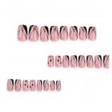 12-5B2 Square Pink Press on Nails Short Fake...