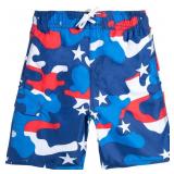 14-19D1 Camo Flag Swim Trunks, Small