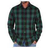 15-9B6 Mens Flannel Shirts Long Sleeve Button...
