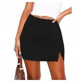 15-9B2 Women's Side Slit High Waisted Mini...