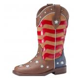24-7A2 PATPAT Toddler Cowboy Boots - Red/Brown,...