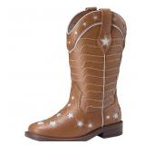 24-7A2 PATPAT Toddler Cowboy Boots Size 7, Brown