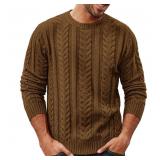 24-5B5 PJ PAUL JONES Mens Crewneck Cable Knit...