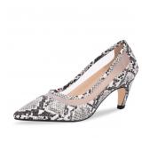 24-7A2 Women's Pointed Toe Mid Heel Pumps Taupe...