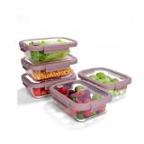 24-4A1 Borohouse Glass Food Storage - 5ct (Pink)