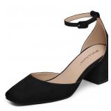 24-9A1 MUCCCUTE Black Closed Toe Pumps - Chunky...