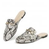 24-9A2 MUSSHOE Gold Buckle Mules, Memory Foam,...