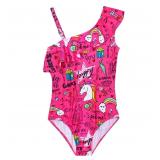 24-6D5 Snowheart Girl's UPF50+ Ruffle Bathing...