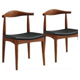 $180 Ytaoka Solid Wood Dining Chairs Set of 2, Mid