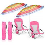 $90 Huwena 2 Pack Beach Chairs with Umbrella for A