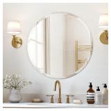 $47 USHOWER Frameless Round Bathroom Mirror 24', C