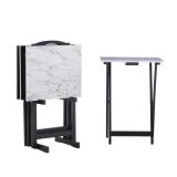 $81 Linon White Faux Marble TV Tray Table 5-piece
