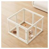 $120 Acrylic Small Dog Playpen with Door, Clear Pe