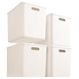 $73 4 pack large plastic White storage bins with L