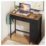 $70 HIGDBFE Small Desk with 5 Fabric Drawers, 33 I