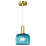 $51 Mid Century Blue Glass Pendant Light Farmhouse