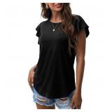 25-24C2 PrinStory Women's Ruffle Short Sleeve...
