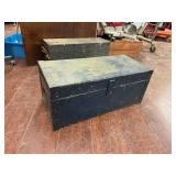 Blue Wooden Chest with Assorted Tools
