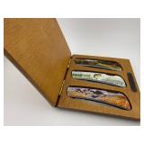 3pc Set Outdoor Scenic Folding Knives with Box