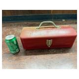 Red Metal Hand Toolbox with Contents