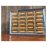 Blue Metal Hardware Cabinet with Fasteners